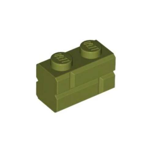 乐高/LEGO积木零件 6469108 98283 橄榄绿色 1x2格纹墙砖