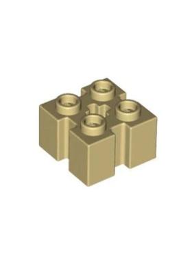 乐高/LEGO零件 6454937 39683 90258 米色 2x2四侧带槽中间带孔