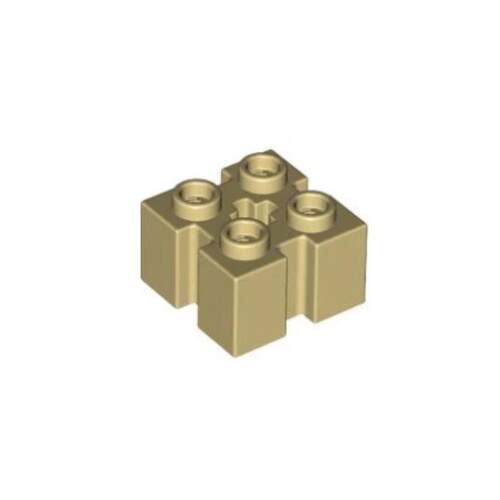 乐高/LEGO零件 6454937 39683 90258 米色 2x2四侧带槽中间带孔
