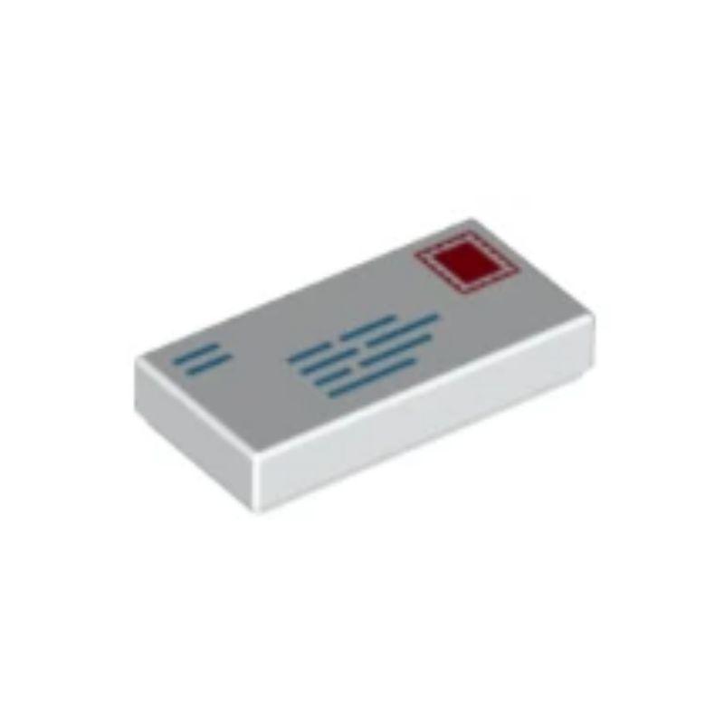 乐高/LEGO 6329597 3069bpb0851 白色 1x2光面印刷件 花边红邮票