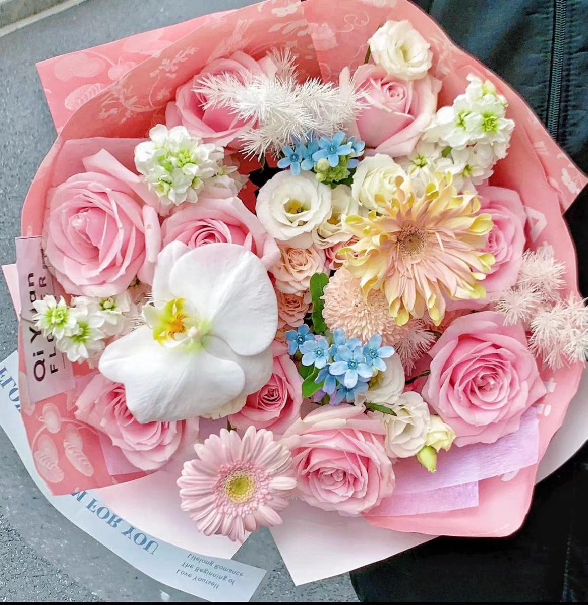 毕业季杭州同城粉玫瑰网红高级感混搭花送男女友闺蜜爱人生日花束