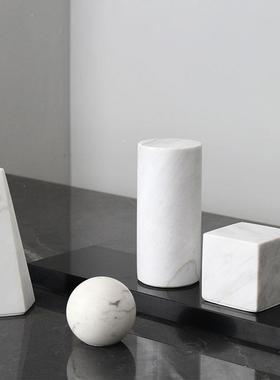 天然大理石桌面摆件黑色书房石材摆放艺术几何体圆球