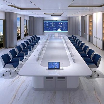 高档烤漆会议桌现代简约工作台接待洽谈大气创意科技感大气办公桌