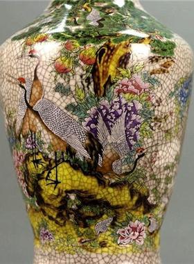 粉彩十八鹤图花瓶 古典家居书房博古摆件装饰品 乔迁开业婚庆工艺