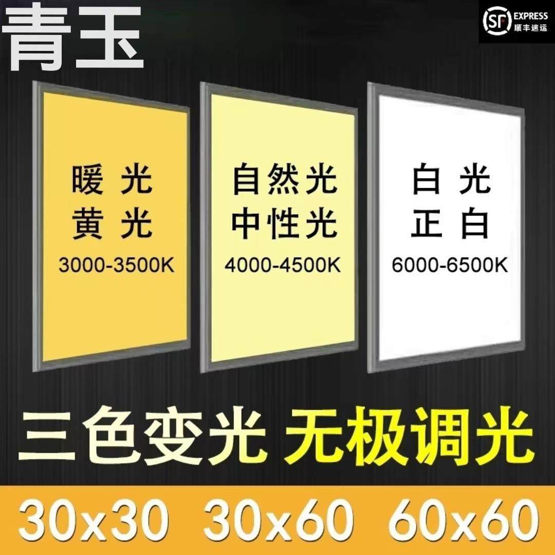 青玉平板灯600×600三色变光300x600x600X1200厨卫集成吊顶平板灯
