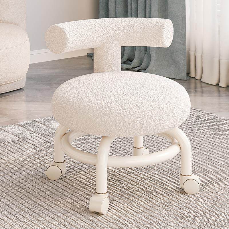 家用滑轮矮凳美缝凳子儿童带娃学步凳旋转万向轮小椅子羊羔绒圆凳