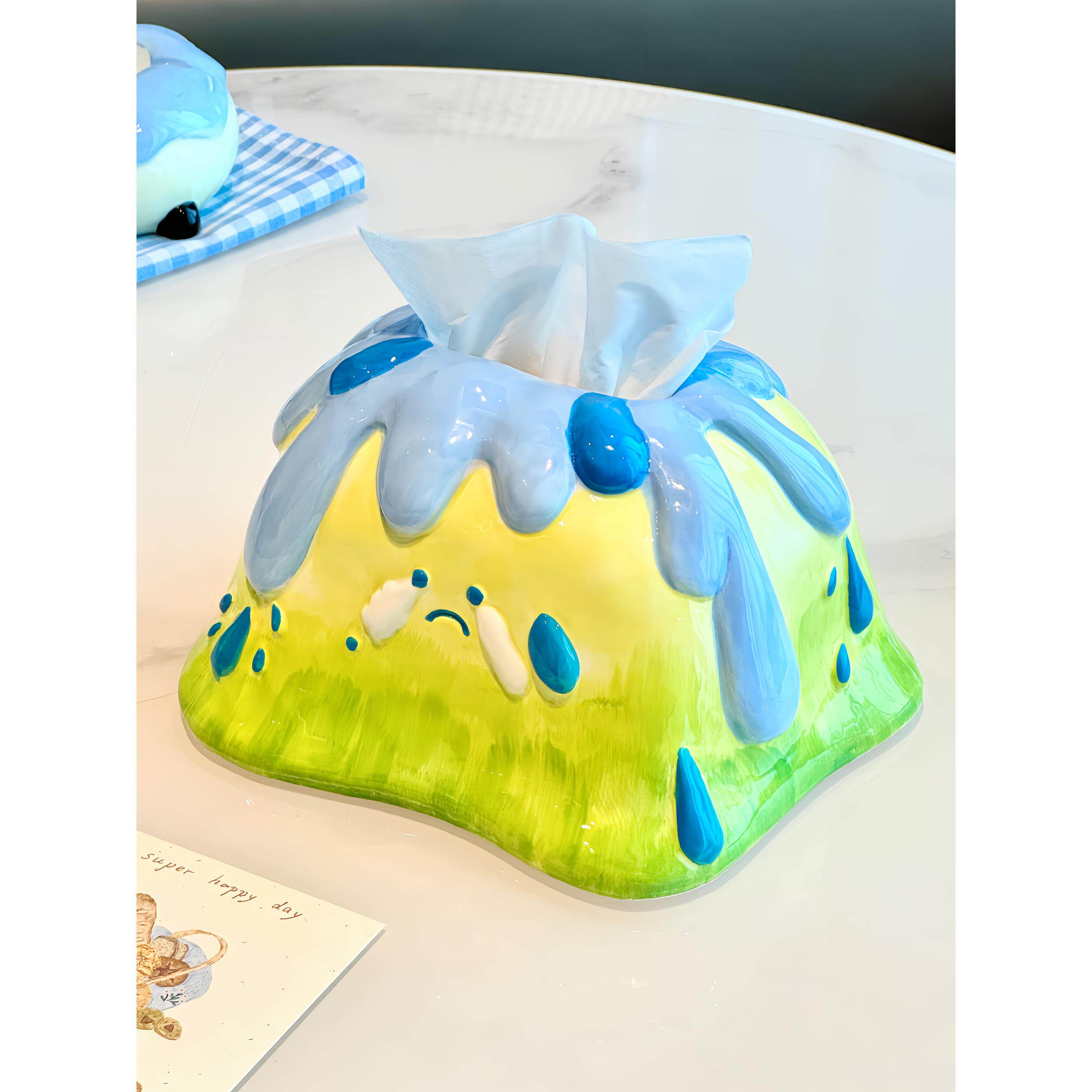 创意陶瓷家用纸巾盒客厅餐桌可爱抽纸盒高级感纸抽盒茶几收纳盒子