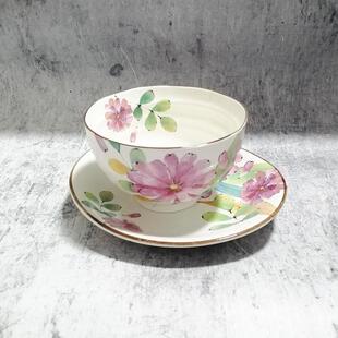 礼盒新婚乔迁礼品 日本美浓烧和蓝水彩花卉家用陶瓷餐具米饭碗套装
