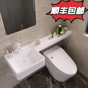 日式 p型方盆 洗漱台一体式 卫生间小尺寸洗手面盆小户型窄边挂墙式