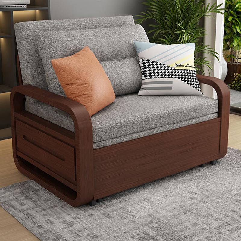 实木沙发床推拉两用单人可折叠90cm客厅多功能小户型2025年新款