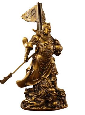 铜关公关二爷铜像武财神关公黄铜客厅摆件供奉开业工艺品