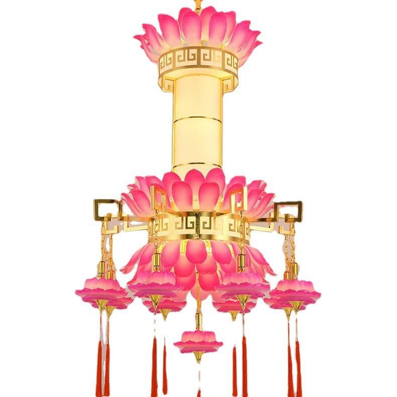 琉璃莲花大吊灯菩萨客栈会所养生馆禅意大殿寺庙佛堂宫廷佛系灯具