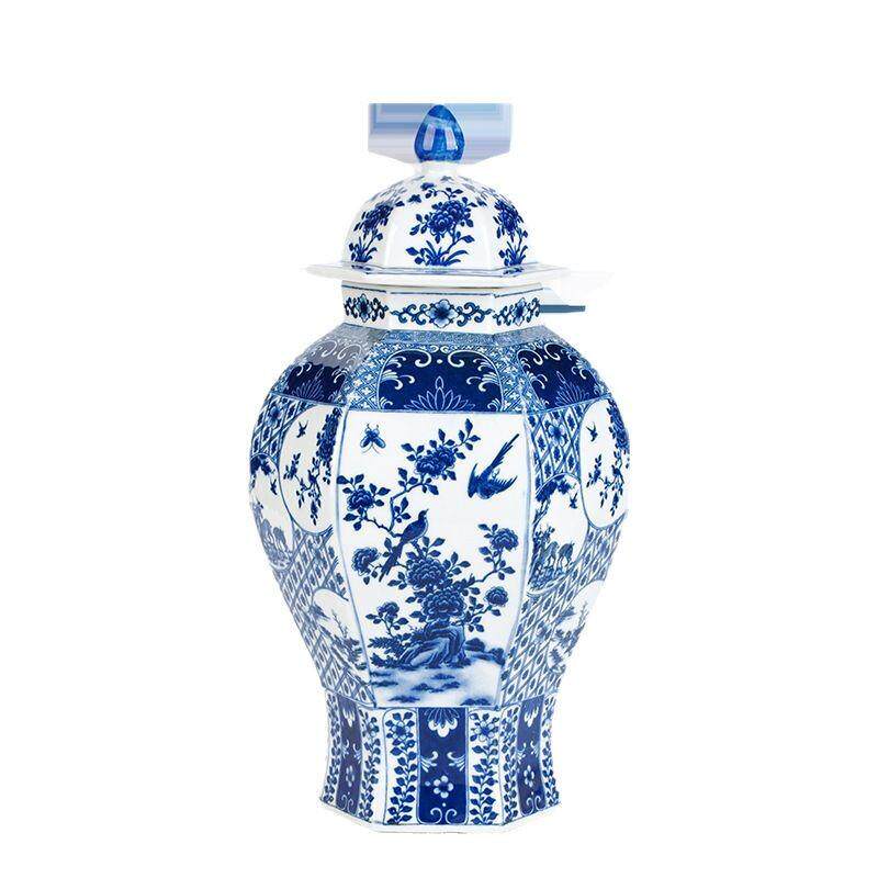 中式装饰摆件陶瓷花客厅仿古青花瓷酒柜装饰品摆件客厅乔迁新居