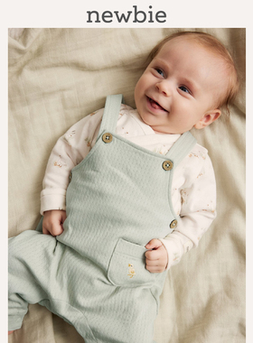 Newbie瑞典进口童装婴儿春夏有机棉小鸭刺绣背带裤长款百搭连体裤