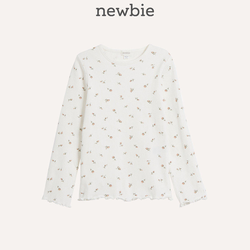 Newbie瑞典童装春夏花卉系列儿童衣服白色碎花基础上衣打底衣