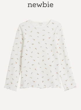 Newbie瑞典童装春夏花卉系列儿童衣服白色碎花基础上衣打底衣