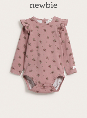 Newbie瑞典童装秋冬新款婴儿花卉系列纯棉针织连体衣爬服满月服