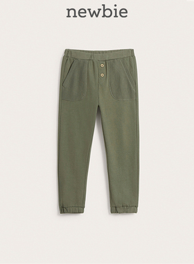 Newbie瑞典童装秋冬儿童有机棉森绿户外运动裤卫裤北欧休闲柔软