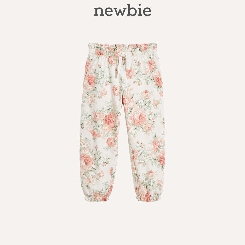 Newbie瑞典进口童装春夏儿童花卉系列玫瑰印花休闲长裤运动裤