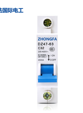 1P 2P 16A-63A 家用小型单极开关断电断路器带电压保护 空气开关