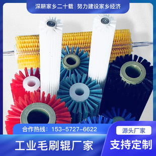 工业定制清洗除锈打磨抛光送料清洁尼龙钢丝圆柱圆形毛刷辊滚筒刷