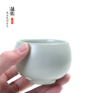 晟佑茶杯陶瓷汝窑开片功夫茶具碗品茗汝瓷可养大号茶盏单杯主人杯