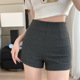 子夏季 大码 高腰辣妹美式 黑色紧身外穿打底A字热裤 性感三分短裤 女