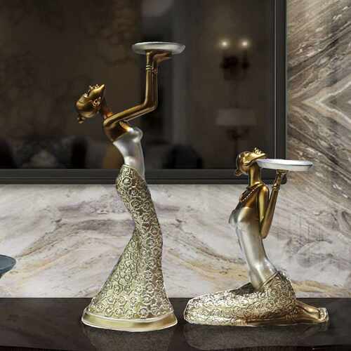 新款直销欧美式舞女烛台摆件客厅样板间复古人物电视柜酒柜家居装