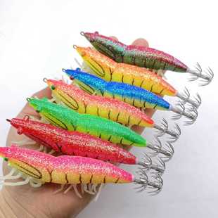 新款 龙虾带响珠夜光木虾鱿鱼钩墨鱼路亚假饵海钓软脚虾仿真 直销