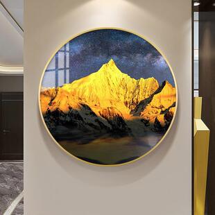 新款直销冈仁波齐挂画布达拉宫装饰画圆形挂画晶瓷画西藏特色画风