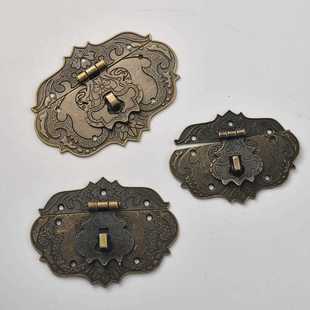 新款直销新中式仿古酒盒锁扣面板箱扣可配挂锁青古铜复古花瓶锁扣