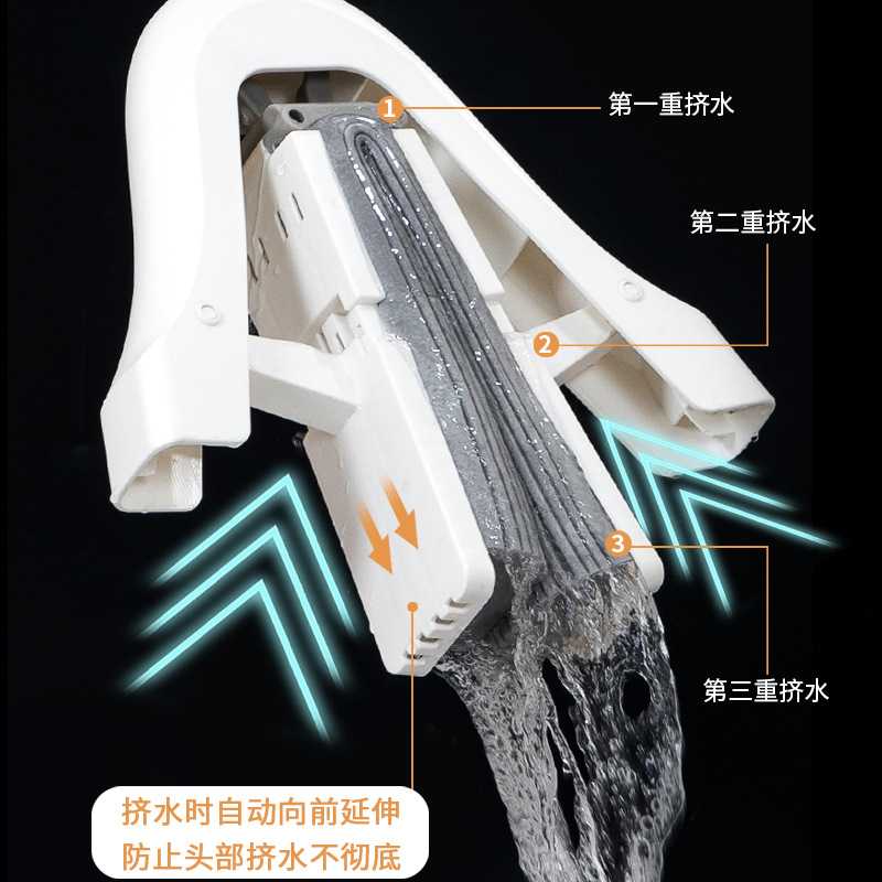 新款直销38CM大号对折式海绵拖把家用免手洗懒人吸水胶棉拖把拖地