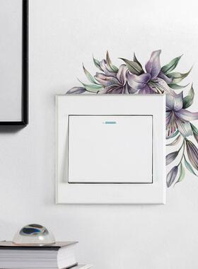 新款直销VA-KG027紫色水彩花朵卧室客厅开关贴家居装饰美化墙贴画