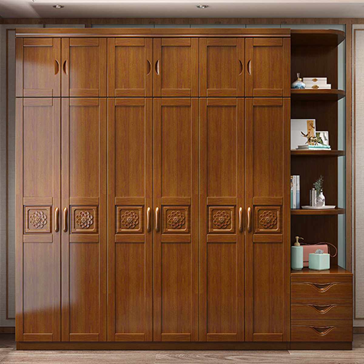 新款直销衣柜实木卧室家具对开六6门中式组合经济型直销家居8
