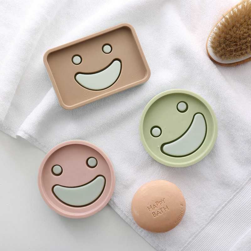 新款直销创意款塑料肥皂盒 双层沥水卡通笑脸浴室厕所 洗脸香皂盒