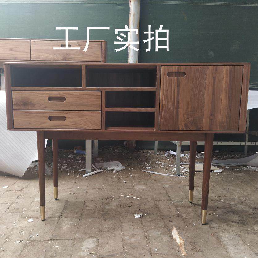 新款直销胡桃木全实木餐边柜北欧简约现代客厅酒柜玄关柜茶水柜可