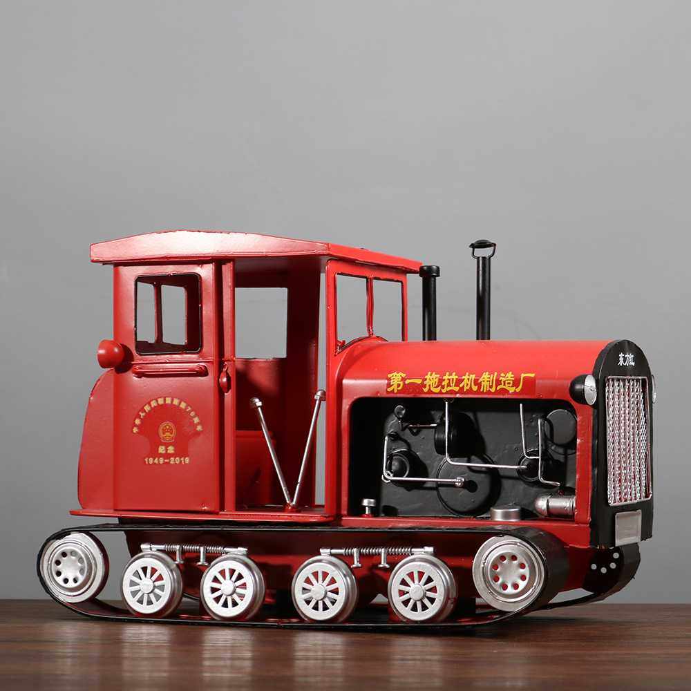 新款直销东方红54式拖拉机金属模型摆件铁艺推土机装饰农机店工艺