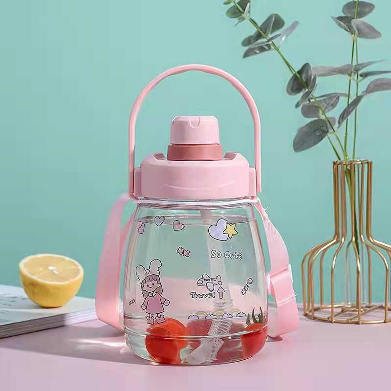 新款直销翊同外贸AS塑料大肚杯喝水杯1300ml大容量 手提式网红吸