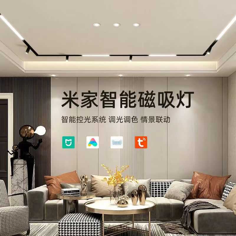 新款直销磁吸轨道灯明装超薄5mm黑白色磁吸灯led不吊顶家用客厅无