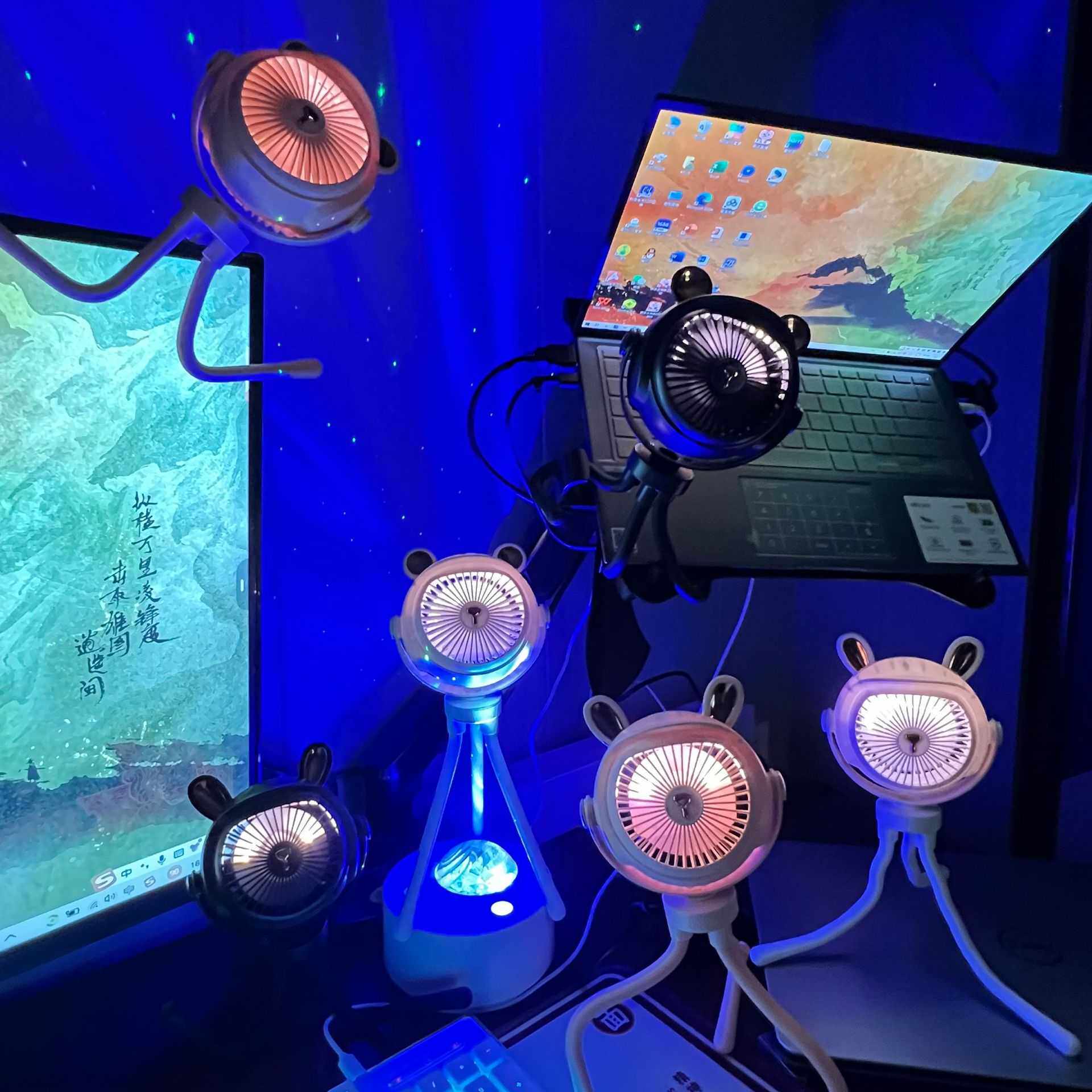 新款直销八爪鱼风扇2024款USB迷你电风扇婴儿车支架夹子户外风扇