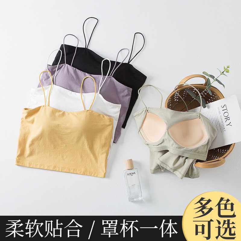 新款直销美背裹胸吊带内搭女夏季薄款露脐带胸垫小背心免文胸一体