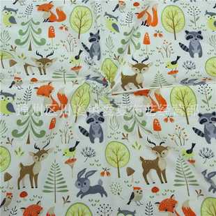 全棉床品面料 斜纹纯棉卡通布料 布料 直销森林童话 新款