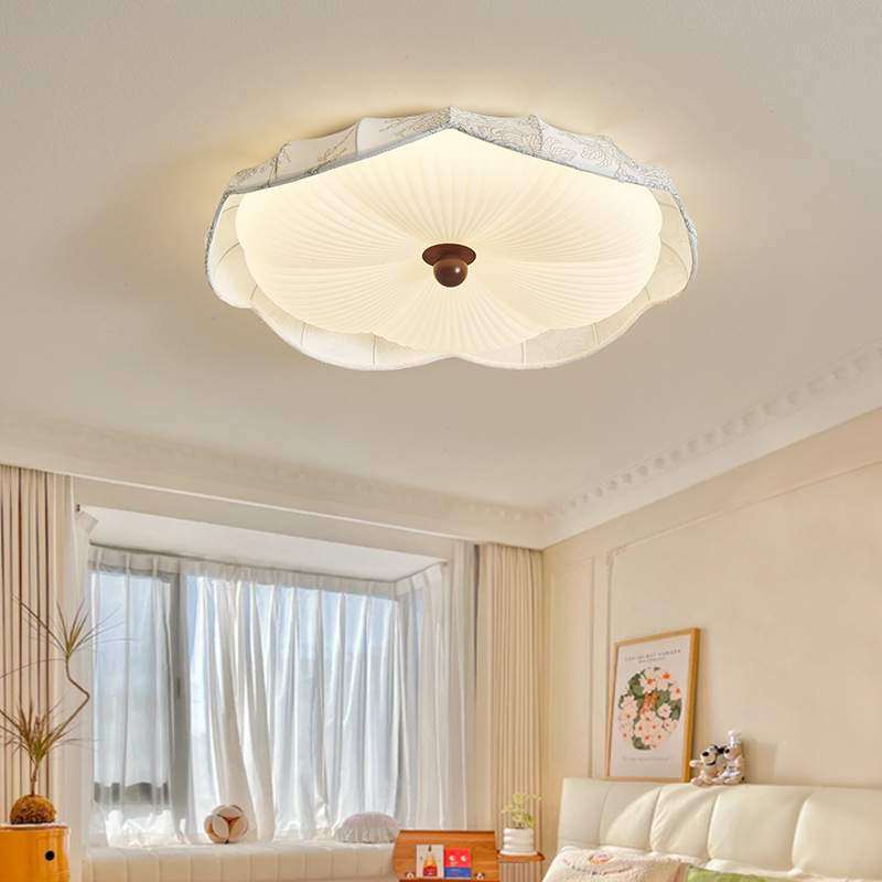 中古风卧室吸顶灯复古雕花木纹布艺灯罩奶油风护眼高亮卧室吸顶灯,3C数码配件,USB灯,淘宝优惠券,粉丝福利购,淘宝优惠卷