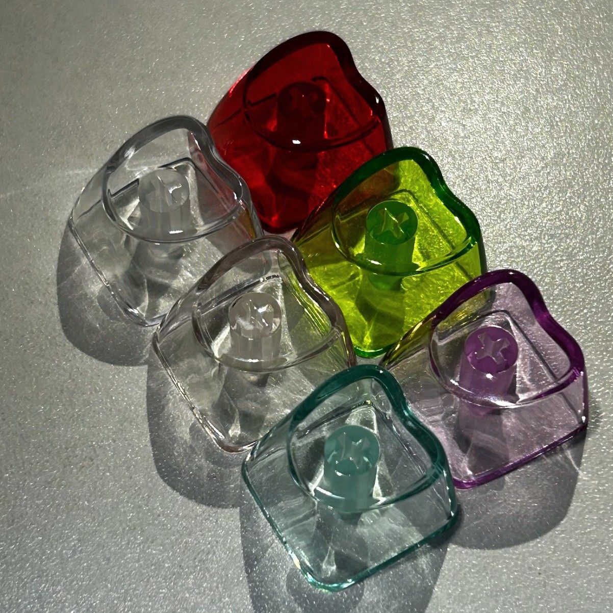 PC材质全透1.6mm十字菊花爱心diy个性机械键盘多色透明透光键帽