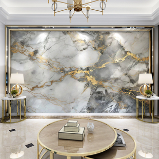 2025新款 饰壁画 电视背景墙壁纸现代简约轻奢大理石定制墙布客厅装
