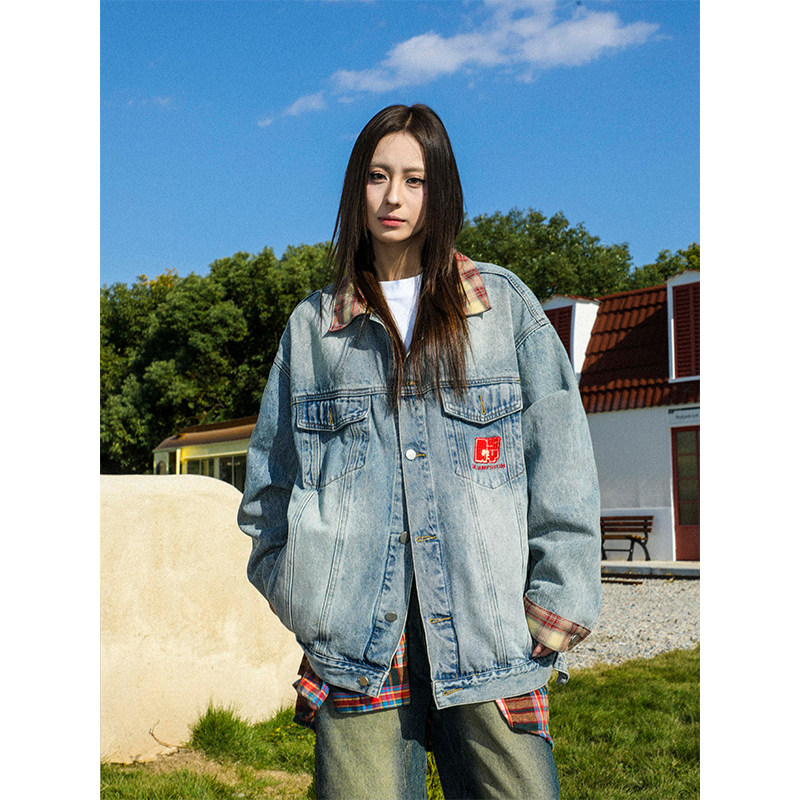 MANYSTON美式复古翻领休闲外套男生秋冬款潮牌欧美街头牛仔夹克衫,男装,牛仔外套,淘宝优惠券,粉丝福利购,淘宝优惠卷