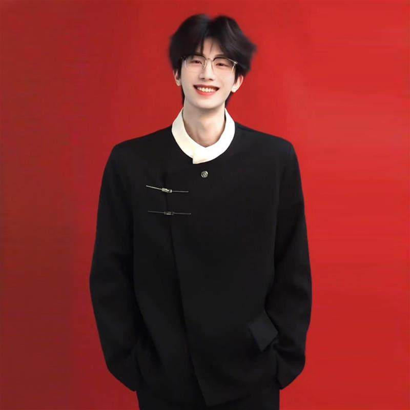 新中式国风立领中山装高级感结婚西装外套男春秋季订婚礼套装西服