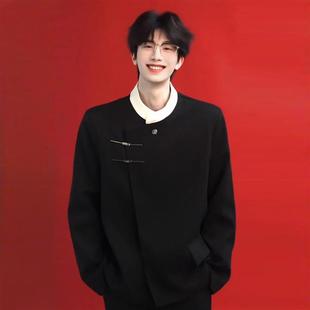 新中式国风立领中山装高级感结婚西装外套男春秋季订婚礼套装西服