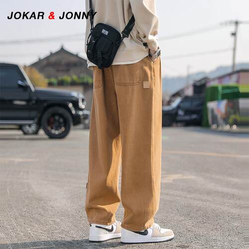 JOKAR&JONNY工装裤子男春秋季潮牌纯棉直筒运动裤男宽松休闲长裤