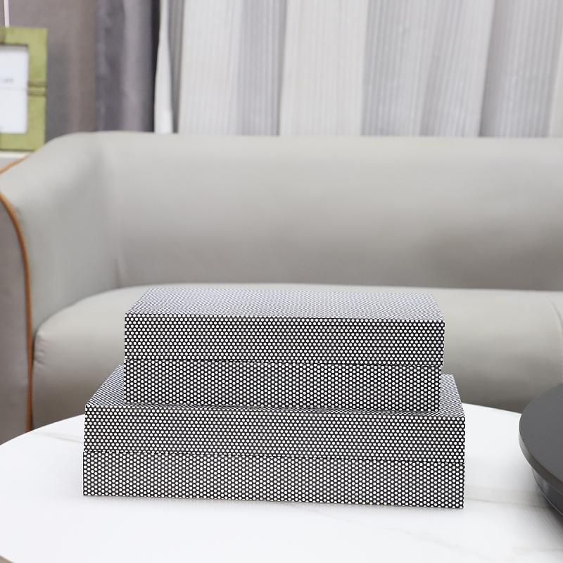现代轻奢白色波点收纳盒摆件梳妆台卧室客厅桌面样板房家居装饰品